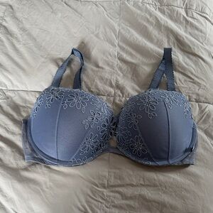 Victoria's Secret Dusty Blue Floral Embroidered Push-Up Bra